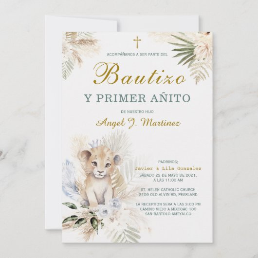 Invitación de Bautizo Y Primer Añito Kaart (Voorkant)