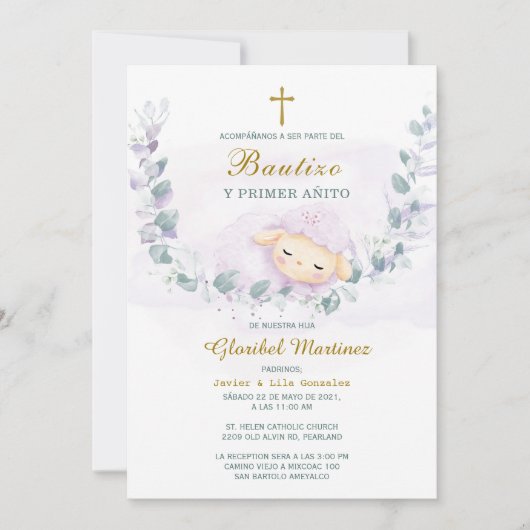 Invitación de Bautizo Y Primer Añito Uitnodiging (Voorkant)