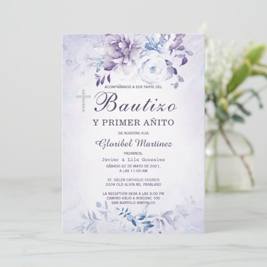 Invitación de Bautizo Y Primer Añito Uitnodiging (Staand voorkant)