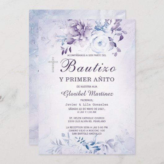 Invitación de Bautizo Y Primer Añito Uitnodiging (Voorkant / Achterkant)