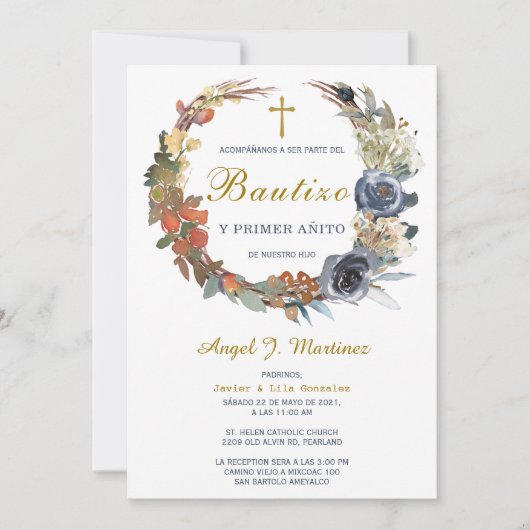 Invitación de Bautizo Y Primer Añito Uitnodiging (Voorkant)