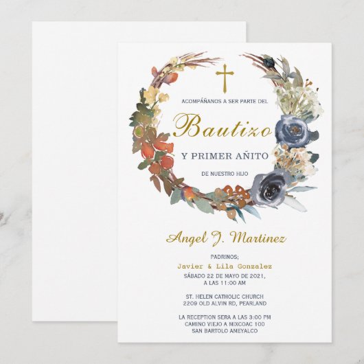 Invitación de Bautizo Y Primer Añito Uitnodiging (Voorkant / Achterkant)