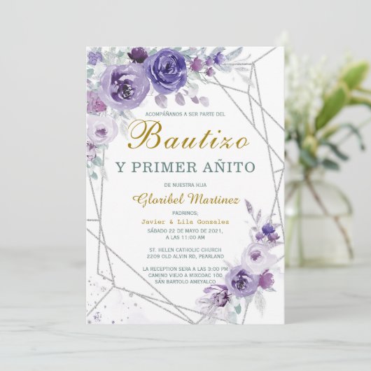 Invitación de Bautizo Y Primer Añito Uitnodiging (Staand voorkant)