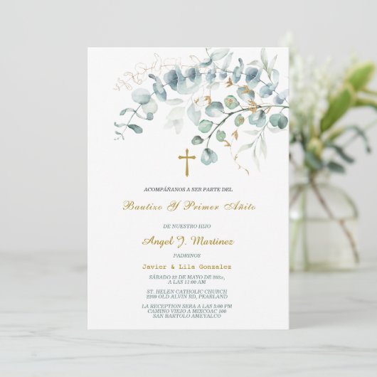 Invitación de Bautizo Y Primer Añito Uitnodiging (Staand voorkant)