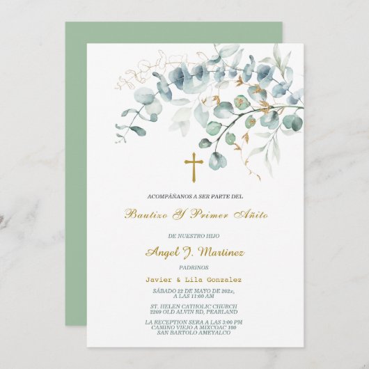 Invitación de Bautizo Y Primer Añito Uitnodiging (Voorkant / Achterkant)