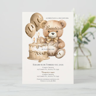 Invitación de Bautizo y primer año en español Kaart