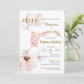 Invitación de Bautizo y primer año en español Kaart (Staand voorkant)