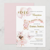 Invitación de Bautizo y primer año en español Kaart (Voorkant / Achterkant)