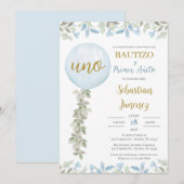 Invitación de Bautizo y primer año en español Kaart (Voorkant / Achterkant)