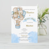 Invitación de Bautizo y primer año en español Kaart (Staand voorkant)