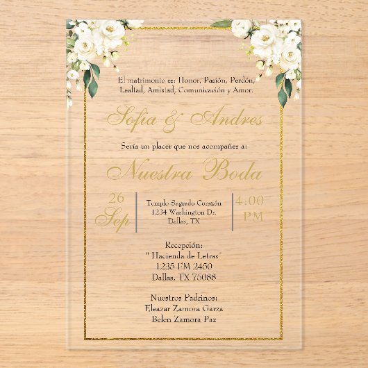 invitación de boda acrílico acryl uitnodigingen (Voorkant)