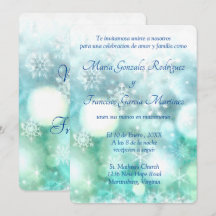 Invitacion de Boda Acuarela de Copo de Nieve