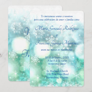 Invitacion de Boda Acuarela de Copo de Nieve Kaart