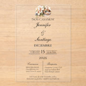Invitación de boda beige con anillo acryl uitnodigingen (Voorkant)