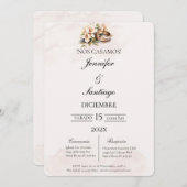 Invitación de boda beige con anillo kaart (Voorkant / Achterkant)