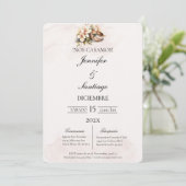 Invitación de boda beige con anillo kaart (Staand voorkant)