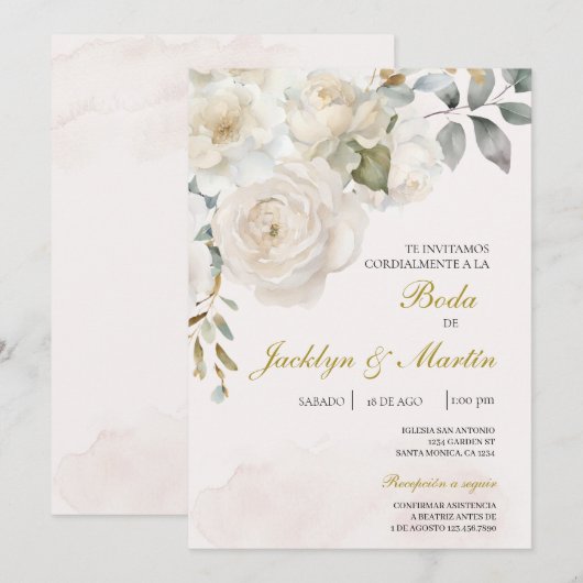 Invitación de boda bewerkbaar kaart (Voorkant / Achterkant)