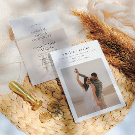 Invitación de Boda Boho y Moderna con 2 Fotos Kaart
