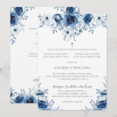 Invitación de Boda Catolica Azul Marino Wedding Kaart (Voorkant / Achterkant)