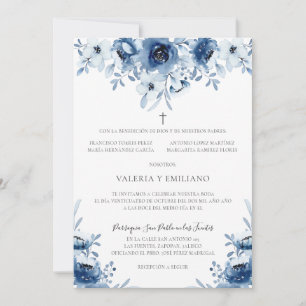 Invitación de Boda Catolica Azul Marino Wedding Kaart