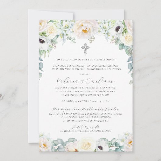 Invitación de Boda Catolica Formal Spain Wedding Kaart (Voorkant)