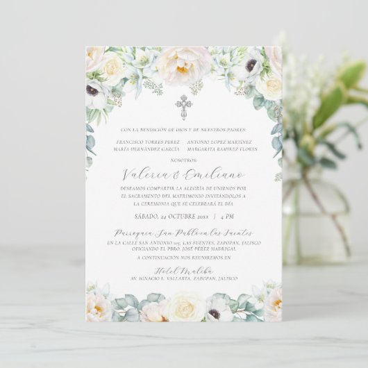 Invitación de Boda Catolica Formal Spain Wedding Kaart (Staand voorkant)
