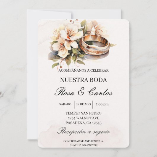 Invitacion de boda con anillo kaart (Voorkant)