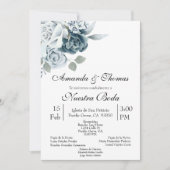 Invitación de boda con flor azul kaart (Voorkant)