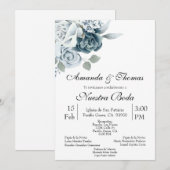 Invitación de boda con flor azul kaart (Voorkant / Achterkant)