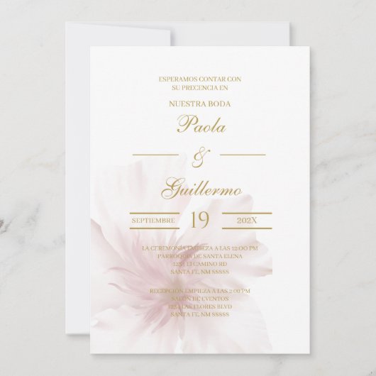 Invitación de boda con flor blanca kaart (Voorkant)