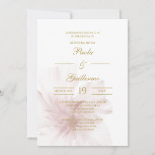 Invitación de boda con flor blanca kaart