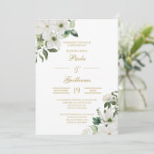 Invitación de boda con flor blanca kaart (Staand voorkant)