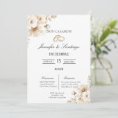 Invitación de boda con flor blanca kaart (Staand voorkant)