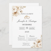 Invitación de boda con flor blanca kaart (Voorkant / Achterkant)