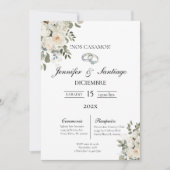 Invitación de boda con flor blanca kaart (Voorkant)