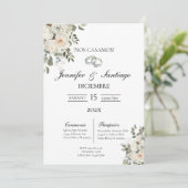 Invitación de boda con flor blanca kaart (Staand voorkant)