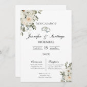 Invitación de boda con flor blanca kaart (Voorkant / Achterkant)