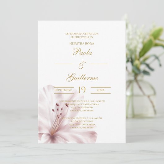Invitación de boda con flor orquídea kaart (Staand voorkant)