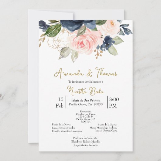 Invitación de boda con flores de primavera kaart (Voorkant)