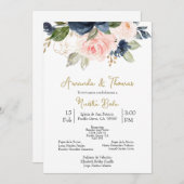 Invitación de boda con flores de primavera kaart (Voorkant / Achterkant)