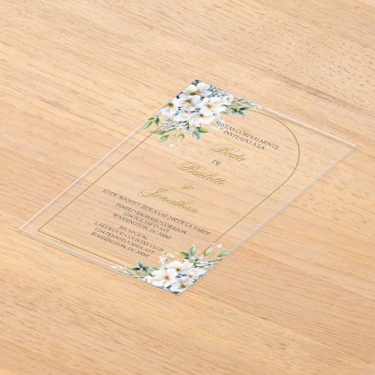 Invitacion de boda con ramo blanco acryl uitnodigingen (Laagn)