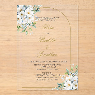 Invitacion de boda con ramo blanco acryl uitnodigingen