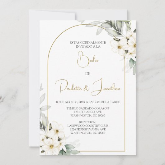 Invitacion de boda con ramo blanco kaart (Voorkant)