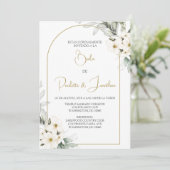 Invitacion de boda con ramo blanco kaart (Staand voorkant)