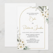 Invitacion de boda con ramo blanco kaart (Voorkant / Achterkant)