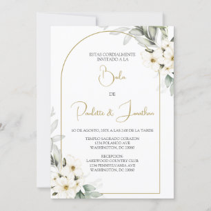 Invitacion de boda con ramo blanco kaart