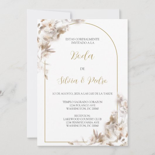 Invitacion de boda con ramo blanco kaart (Voorkant)