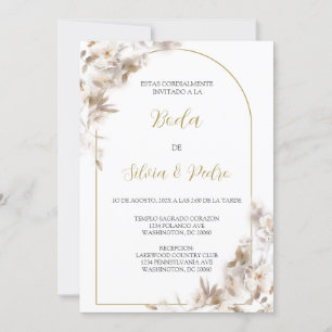 Invitacion de boda con ramo blanco kaart