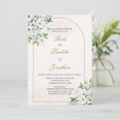 Invitacion de boda con ramo blanco kaart (Staand voorkant)