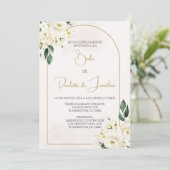 Invitacion de boda con ramo blanco kaart (Staand voorkant)